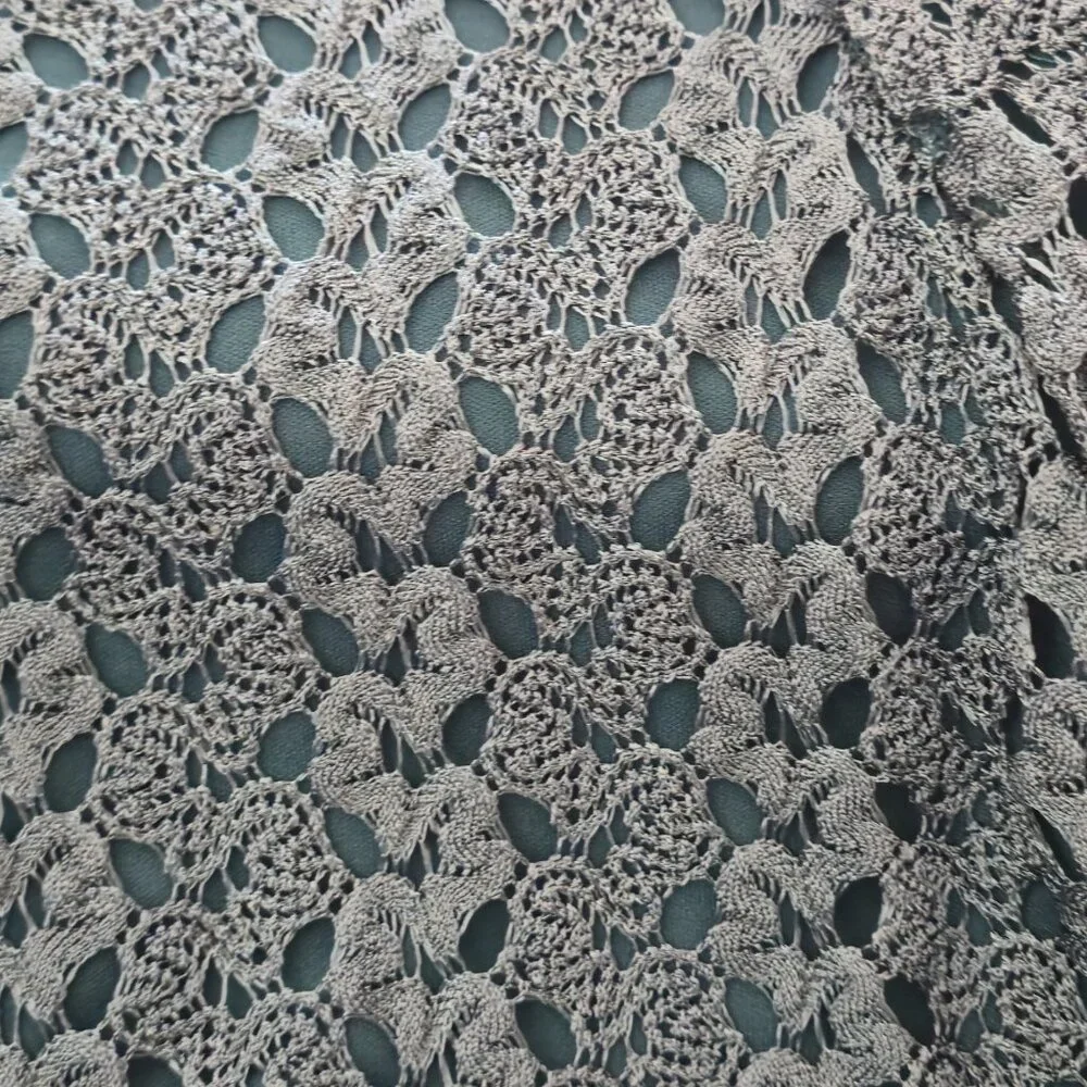 Initiatives Lined Teal Blue Lace Tunic Sharkbite Hem Crochet Lagenlook Blouse XL - Picture 10 of 10